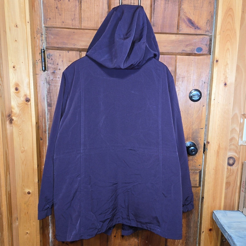 London Fog Womens 3X Purple Hooded‎ Zip Up Jacket Water Resistant Lined Warm - Picture 3 of 7